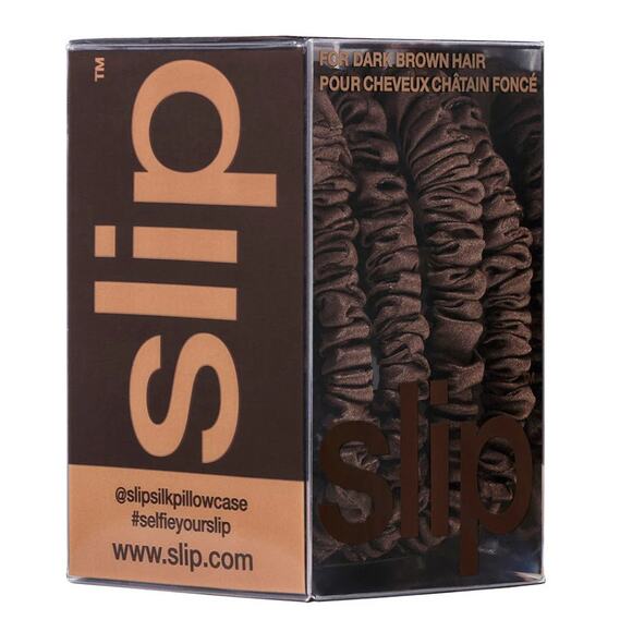 Silk Accessories - Slip Skinny Scrunchies For Dark Brown Hair, NWT